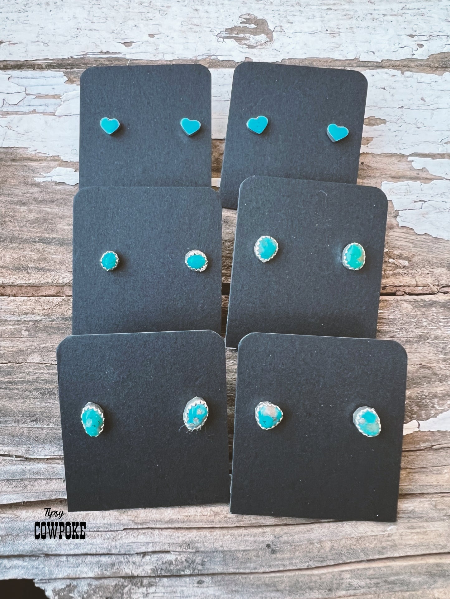 Zuni Turquoise Heart Stud Earrings