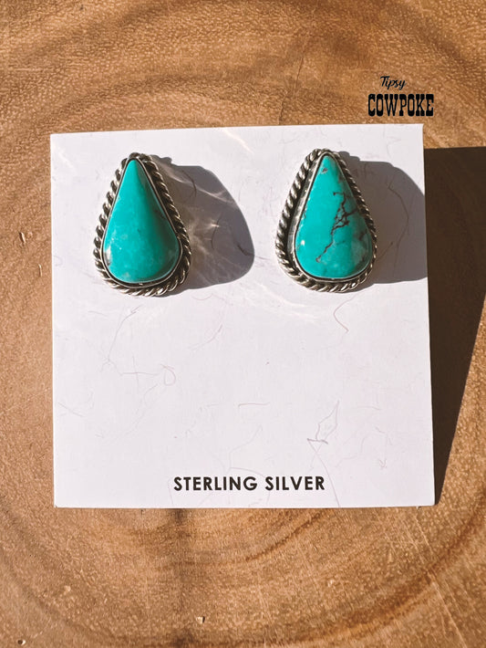 Turquoise Teardrop Stud Earrings