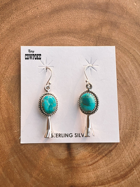 Kingman Turquoise Blossom Dangle Earrings