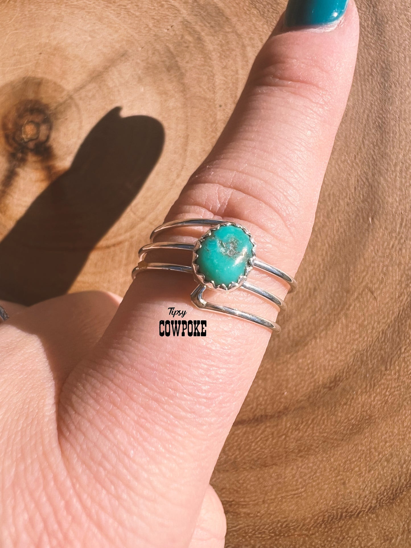 Turquoise and Silver Spiral Ring Size 10