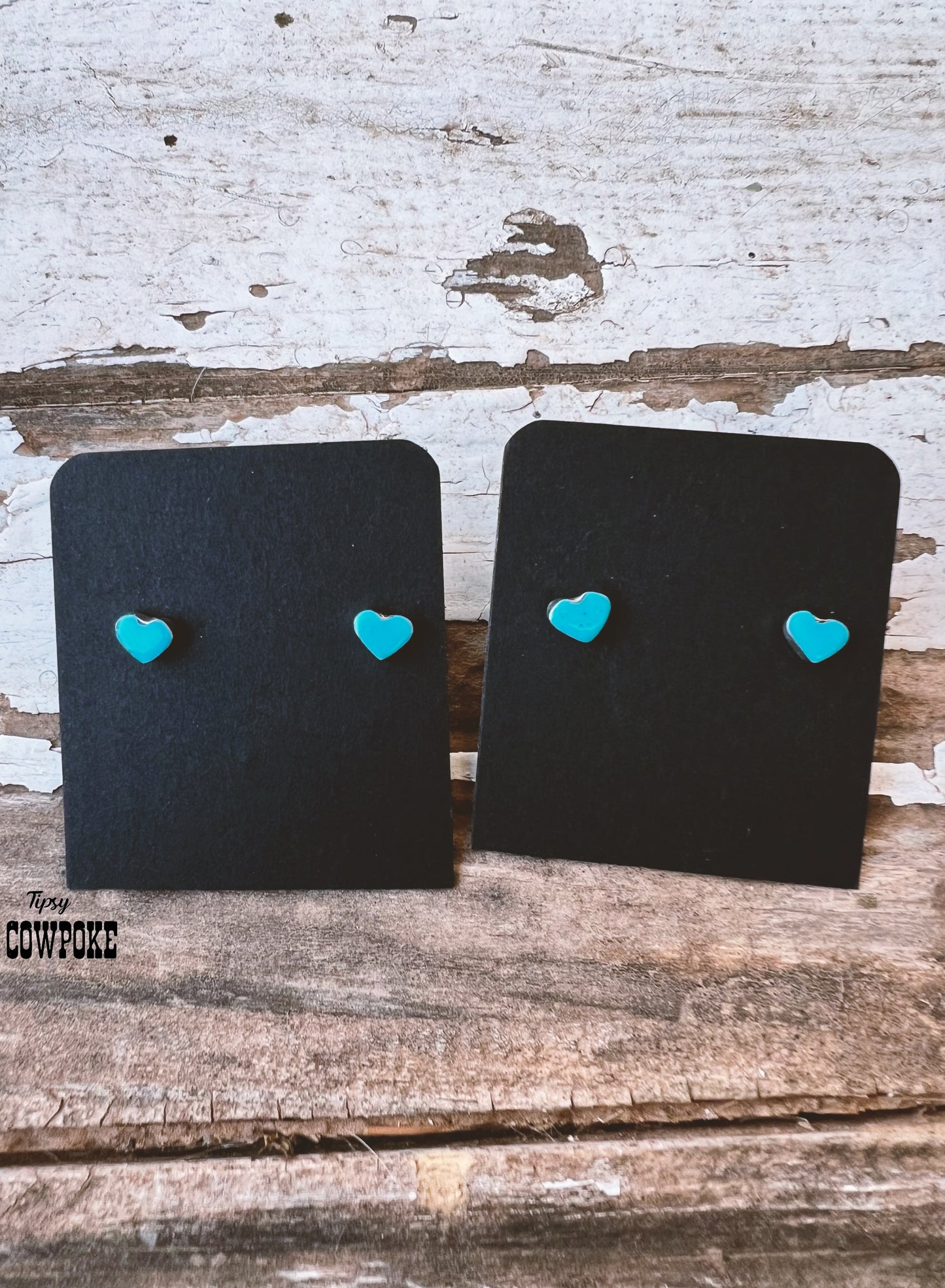 Zuni Turquoise Heart Stud Earrings