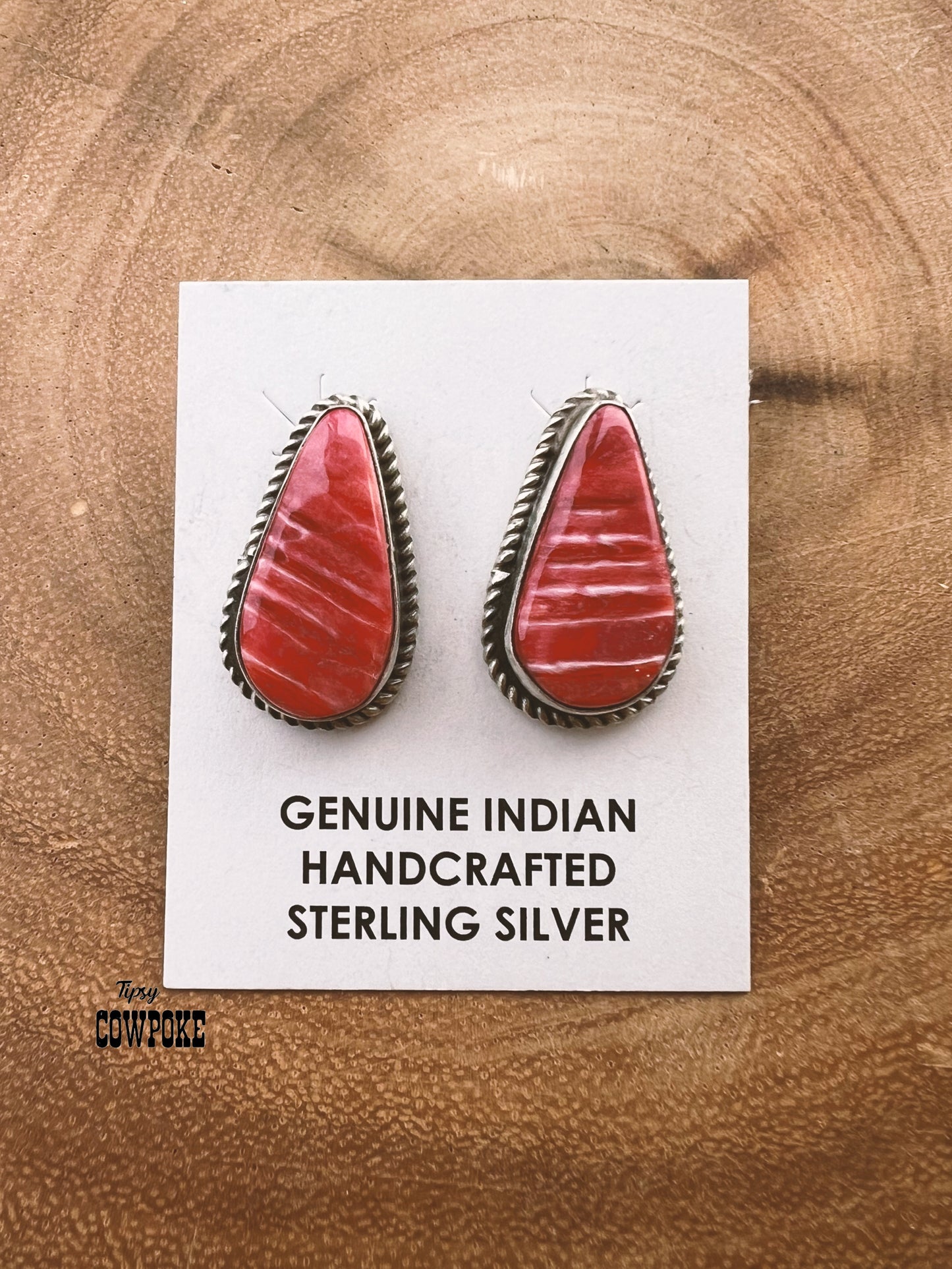 Teardrop Red Spiny Stud Earrings