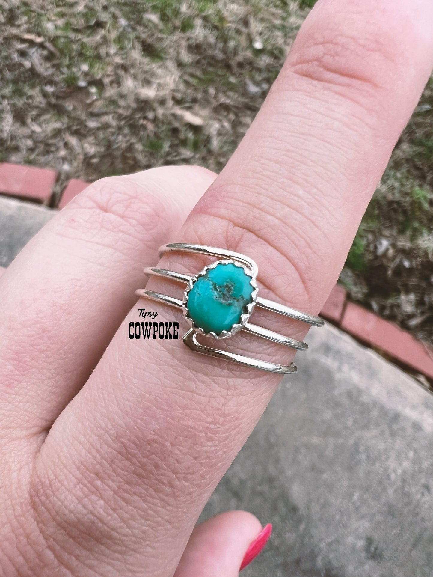 Turquoise and Silver Spiral Ring Size 10