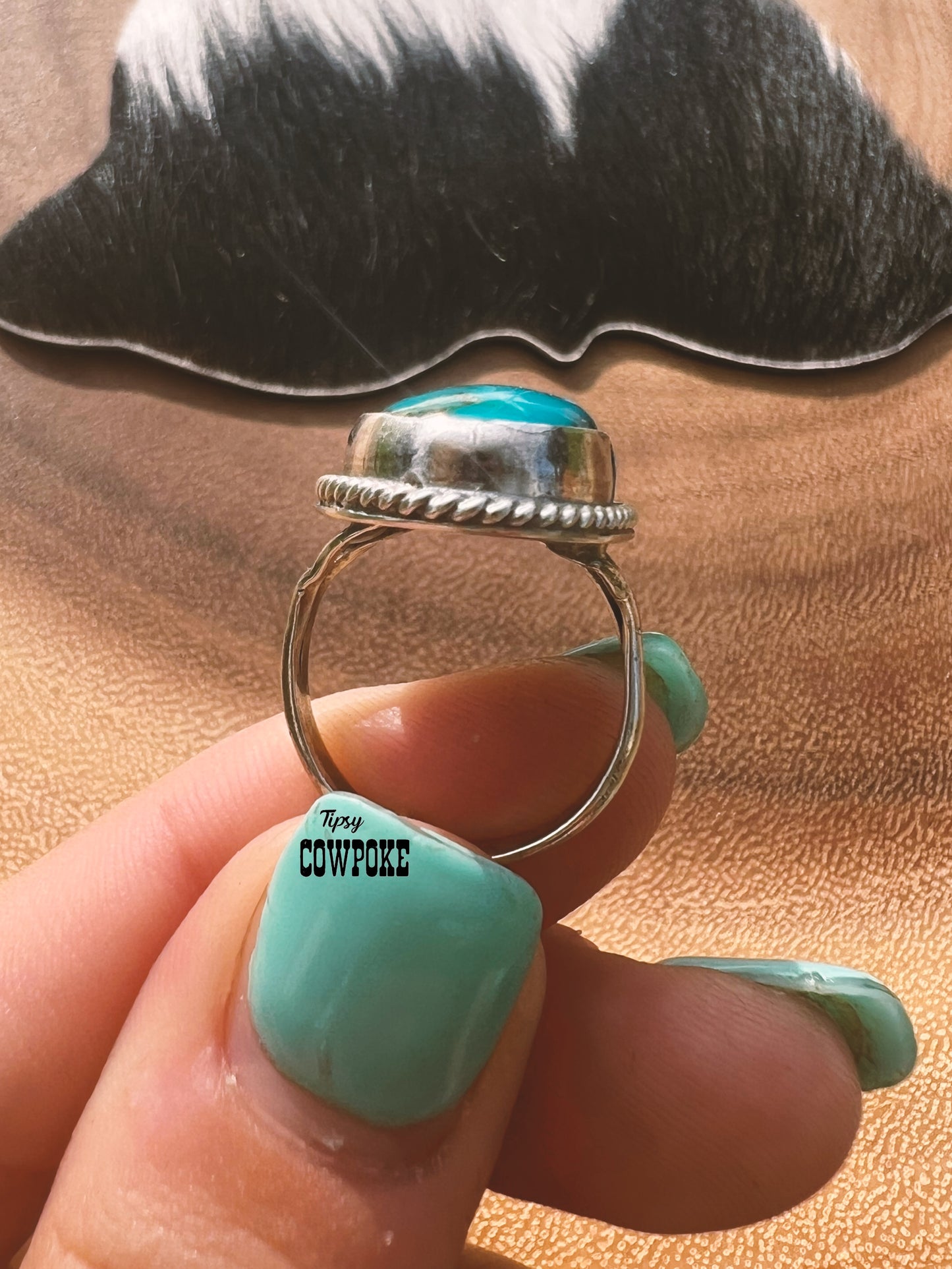 Tipsy Turquoise Oval Ring Size 6.5