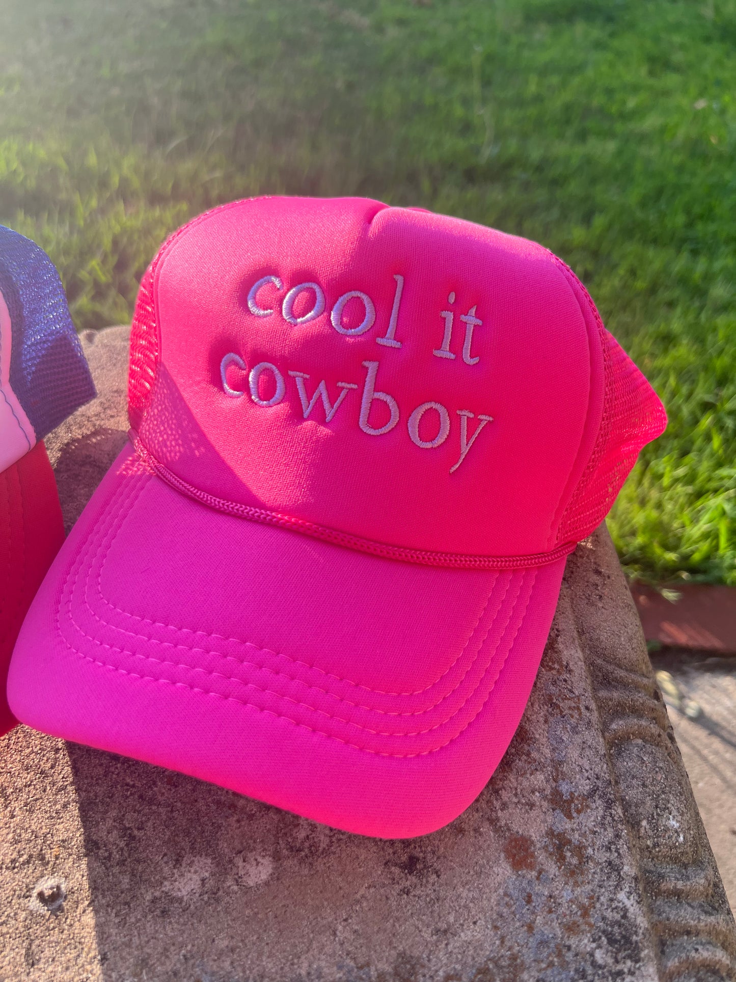 Cool it Cowboy Embroidered Hot Pink Trucker Hat