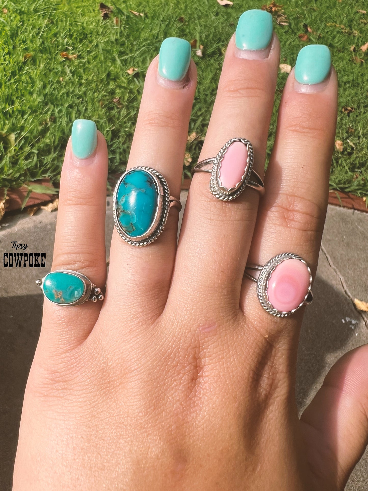 Tipsy Turquoise Oval Ring Size 6.5