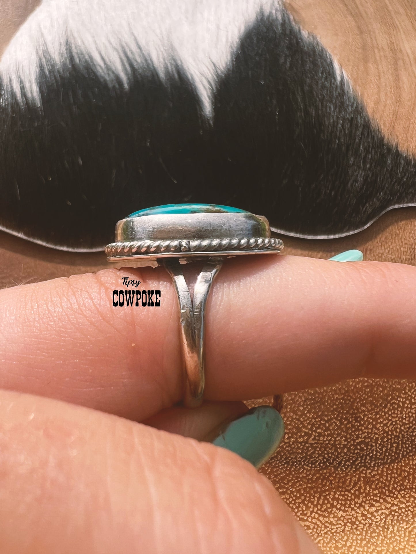 Tipsy Turquoise Oval Ring Size 6.5